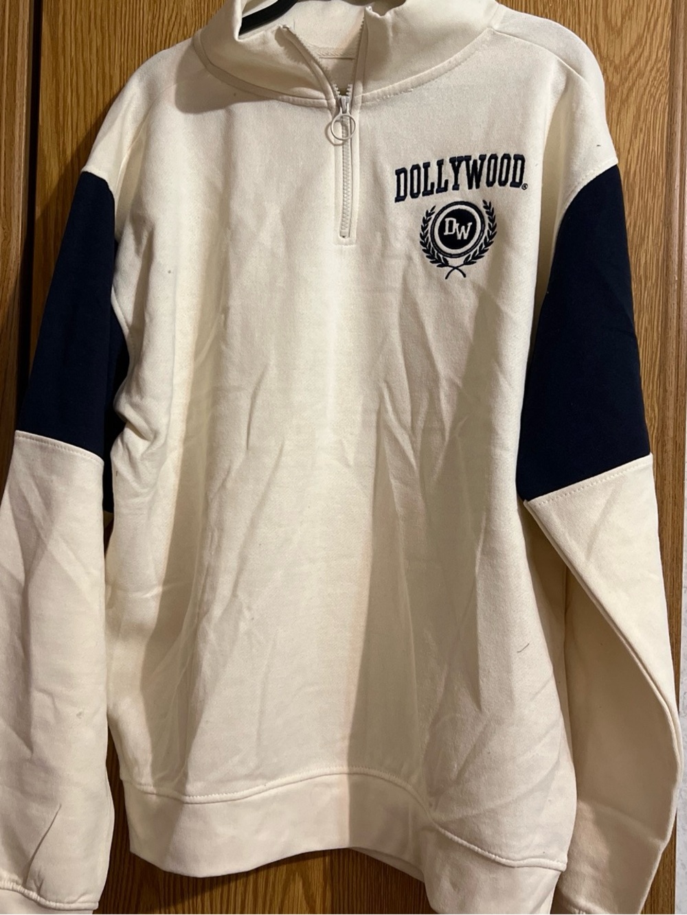 Men's 3XL Dollywood Cream Half-Zip Pullover with Navy Accents